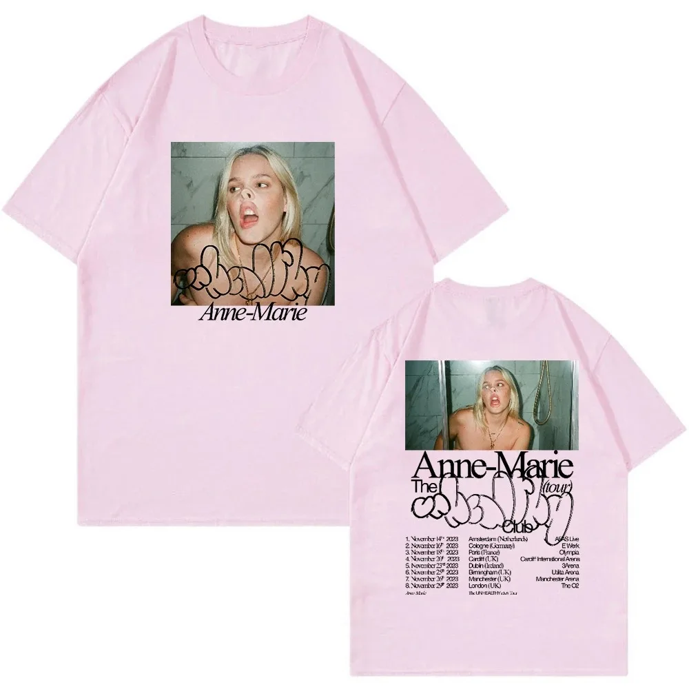 Anne Marie Merch 2024 The Unhealthy Club Tour T-shirt Crewneck Short Sleeve Streetwear Mężczyźni Kobiety Tee Fashion Clothes