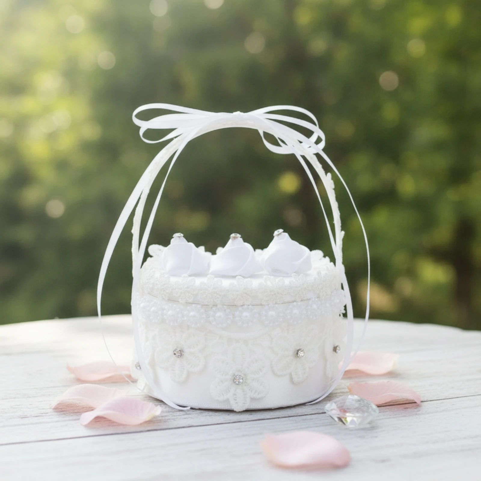 Wedding Band Box Small Band Box with Handle Lightweight Portable for Brides, Photo Photography, Engagement Proposal