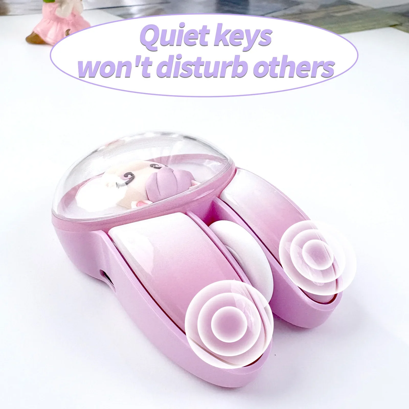 Cute Bunny Dual Mode Wireless Mouse 2.4G & Bluetooth Rechargeable Silent Click Kawaii Portable Lady Mouse for Office Computer