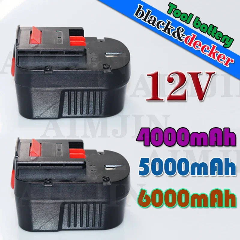 12V 6000mah Rechargeable Tool Battery for Black & Decker A12 A12ex Fsb12 Fs120b A1712 Hp12k HP12 Lithium Ion Replacement Dri