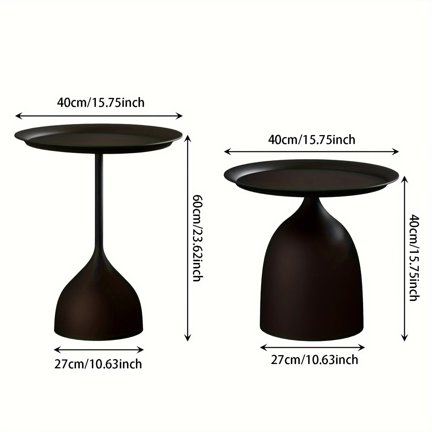 2-Piece Round Nesting Side Table Set, Modern Metal End Table for Small Spaces, Minimalist Accent Coffee & Bedside Tray Stand