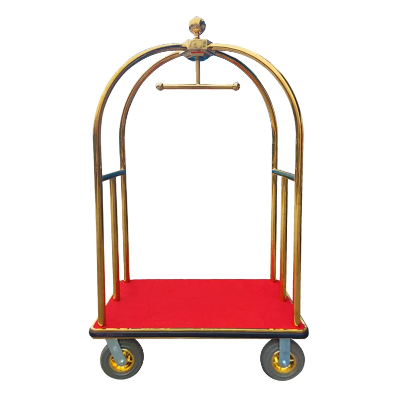 Carrello portabagagli nella hall dell'hotel, carrello portabagagli, centro confinamento, carrello con ruota piatta silenziosa