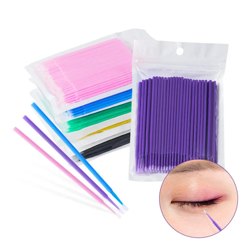 500/1000PCS Disposable Eyelash Brushes Crystal Swab Microbrushes Eyelash Extension Tools Grafting Lash Removing Applicators