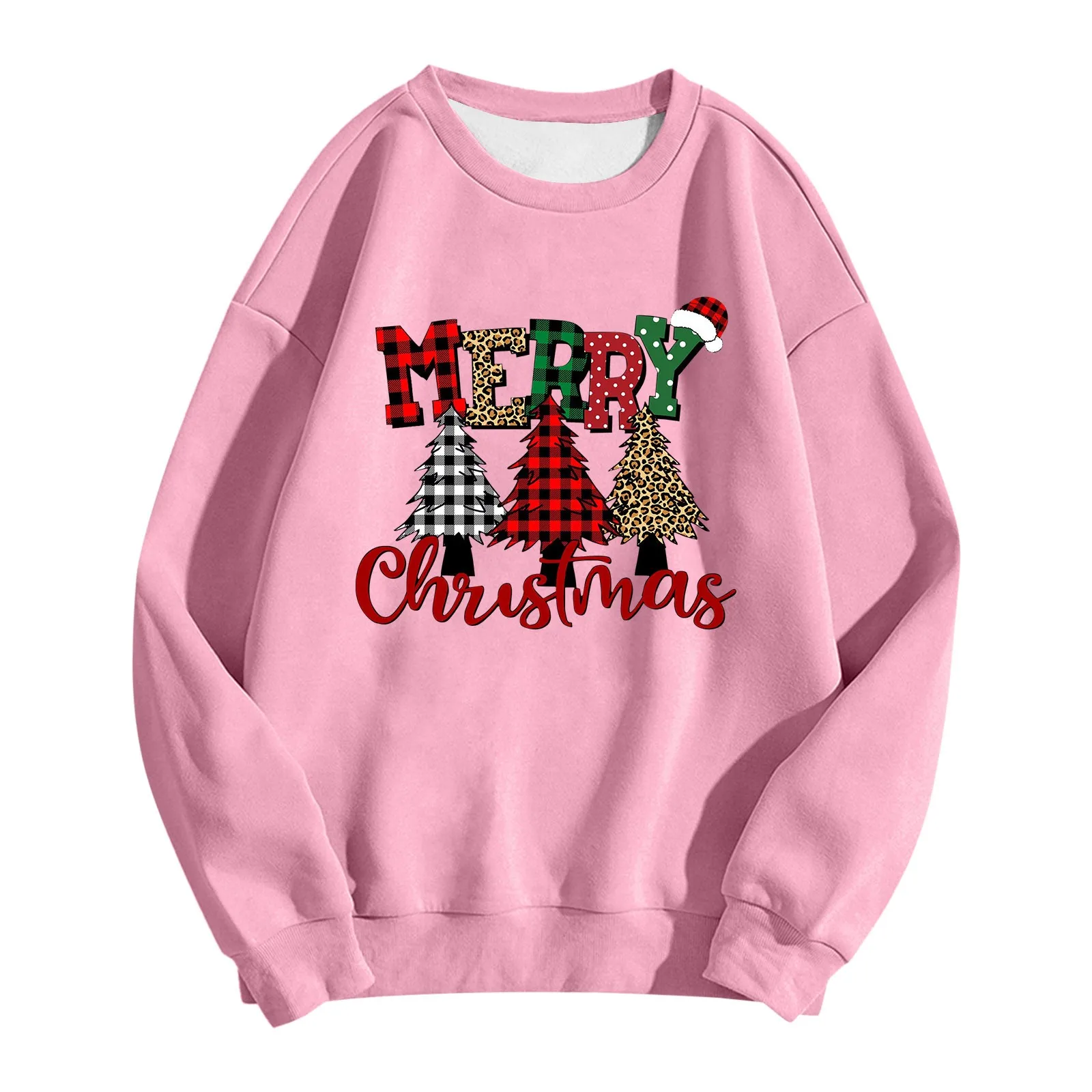 Streetwear Sweatshirt Loose Plus Size Women's Clothing Chubby Thick Female Winter Christmas Cartoon Crew Neck Sweatshirt Tops