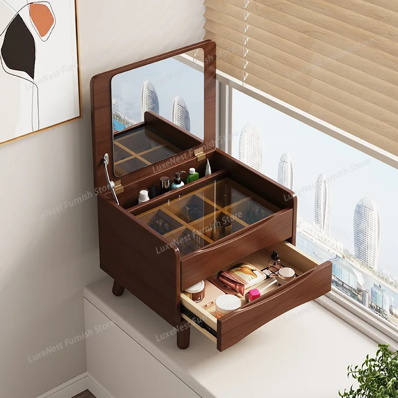 

Мини-туалетный столик Nordic из массива дерева для небольших квартир, многофункциональный прикроватный столик с тумбой для хранения