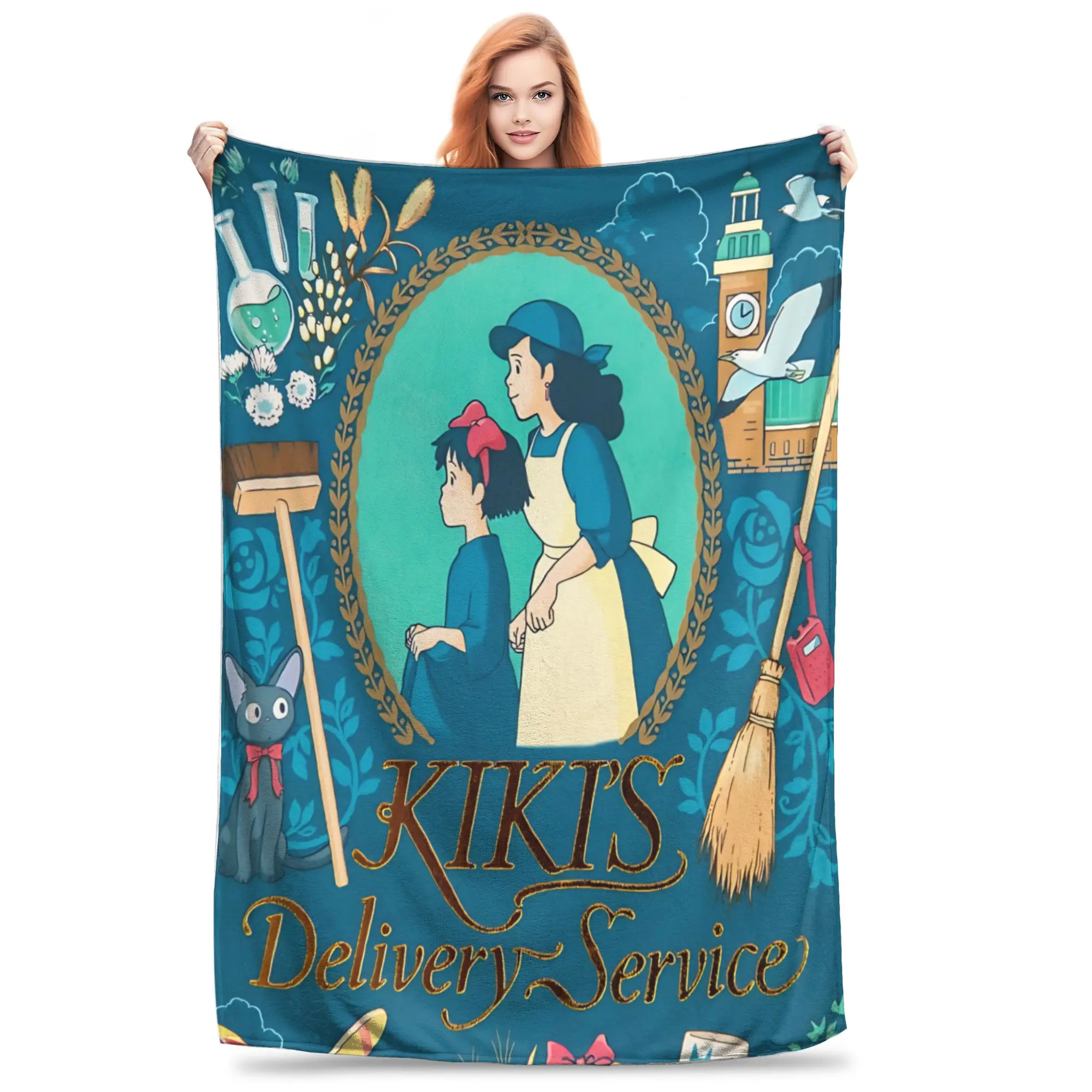 1PC Anime Kiki’s Delivery Service  home room decorations Winter Blankets for Adults Bedding Home Interior Sofa Knee