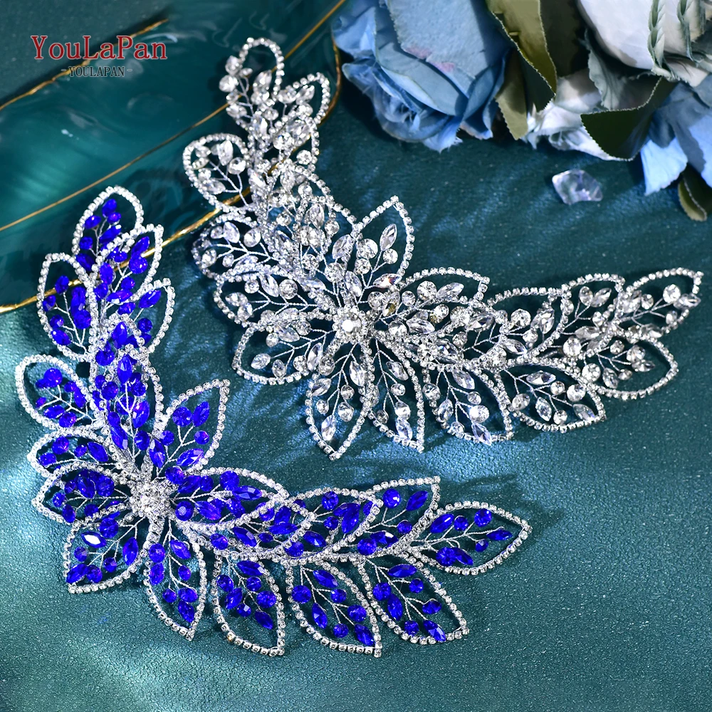 

YouLaPan Handmade Wedding Gown Sash Luxury Silver Rhinestones Wedding Belt Sash Blue Crystal Bridal Belt Accessories SH803