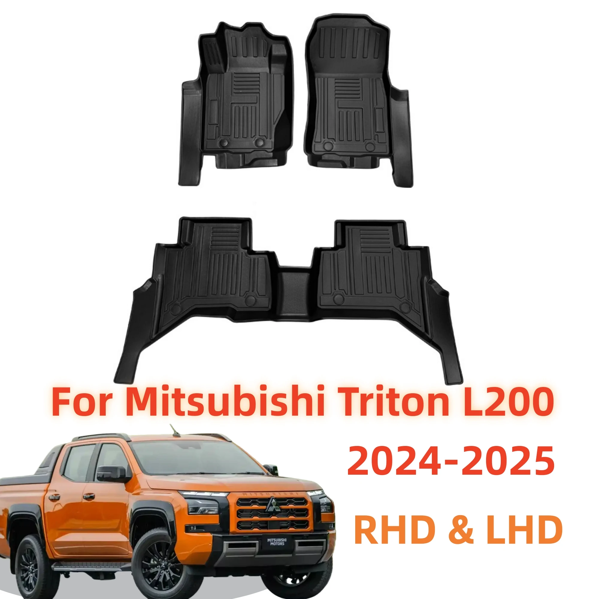 

Floor Mats for Mitsubishi Triton L200 2024-2025,Liners TPE Floor Liners All Weather Thicken Anti Slip Car Accessories,LHD&RHD