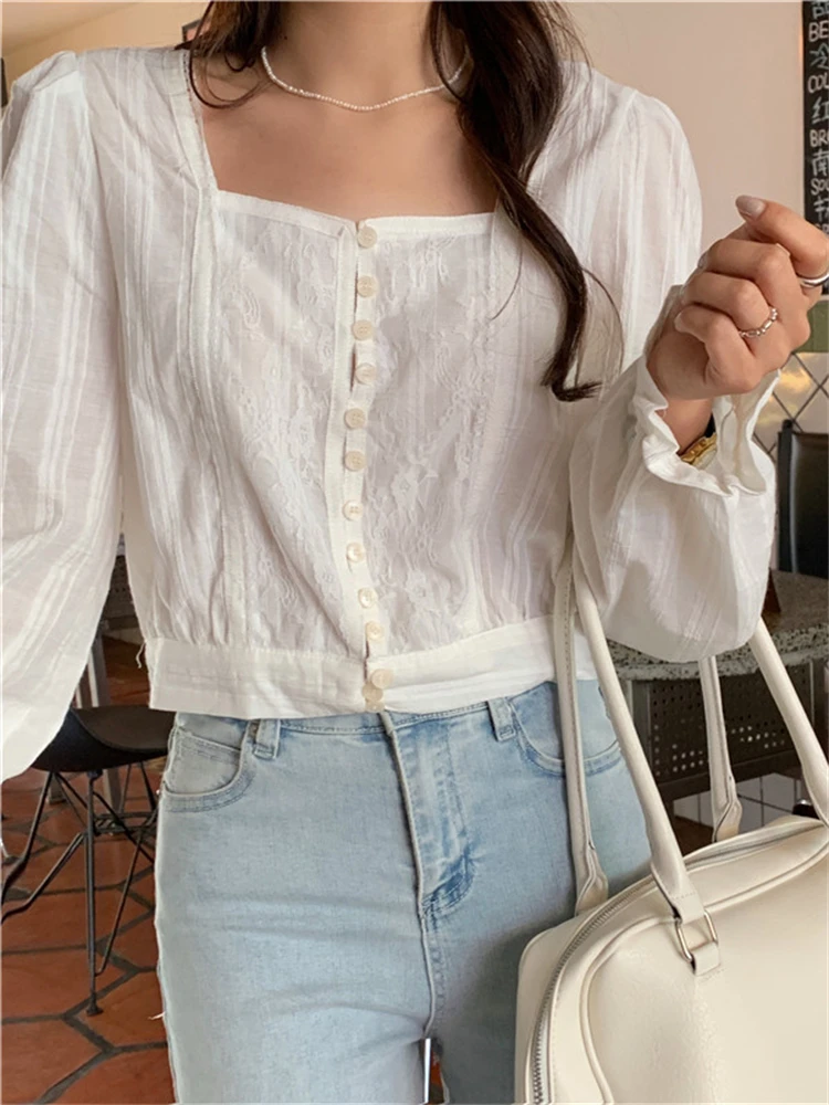 New Spring Vintage Cotton Shirt Female Oversize Womens Long Sleeve Girls Blouse Summer New Women Blouses Femme Blusas
