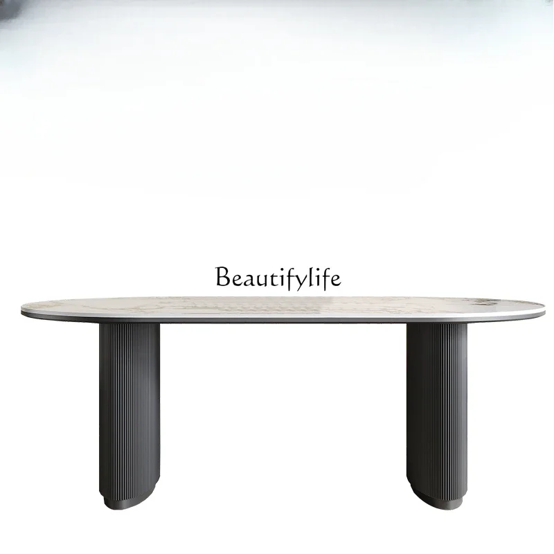 

FG44French retro solid wood rock slab dining table Italian minimalist home
