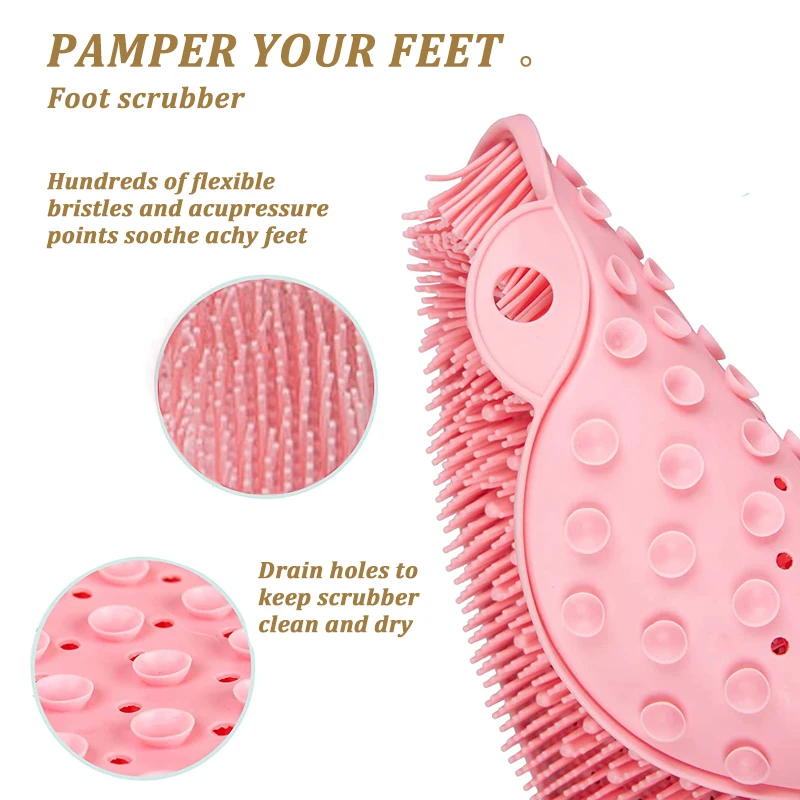 Spazzola per la schiena in silicone Spazzola per il bagno antiscivolo per il lavaggio del piede Tappetino per doccia per massaggio con ventosa