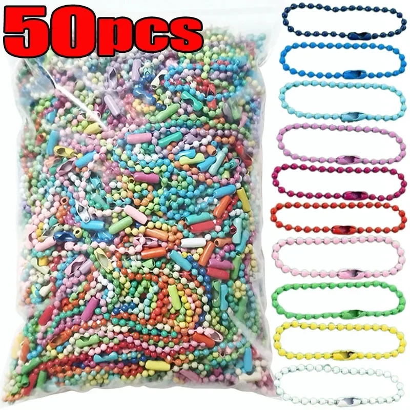 

50/10pcs 12cm Ball Bead Chains DIY Keychain/Dolls/Label Hand Tag Connector Bracelet Jewelry Making Finding Accessorise Wholesale