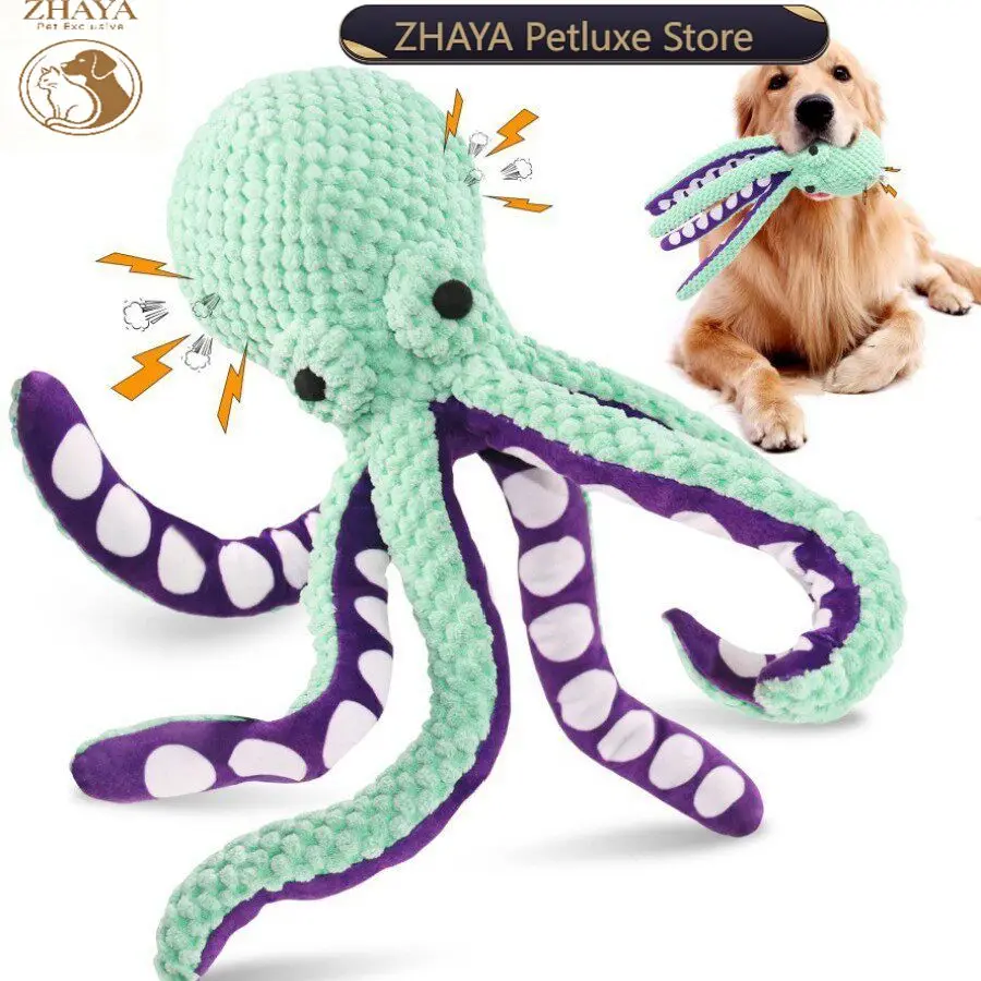 ZHAYA Plush Squeaky Dog Toy Chewing Teeth Cleaning Durable Bite Resistant Anti Destruction Small Large Breed Puppy