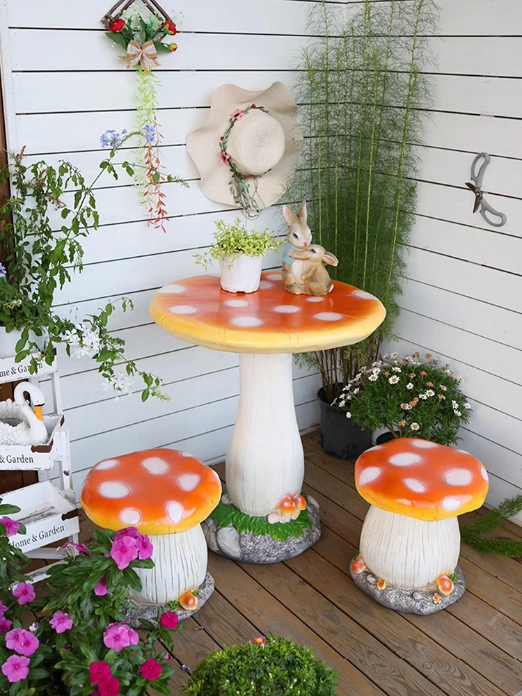 Home Decor Garden Simulation Mushroom Statue Side Table Floor Decor Balcony Tea Tables Outdoor Courtyard Table Garden Ornaments