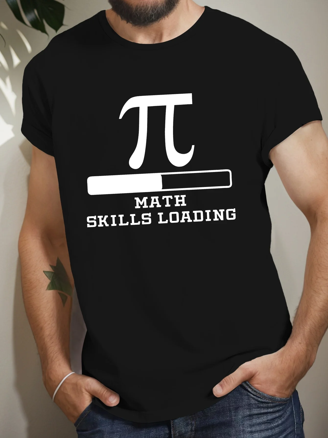 

Math Skills Loading Graphic Tee Funny Pi Chart Design Printed T-Shirt Casual Short Sleeve Crew Neck Top Geeky Calculator Theme