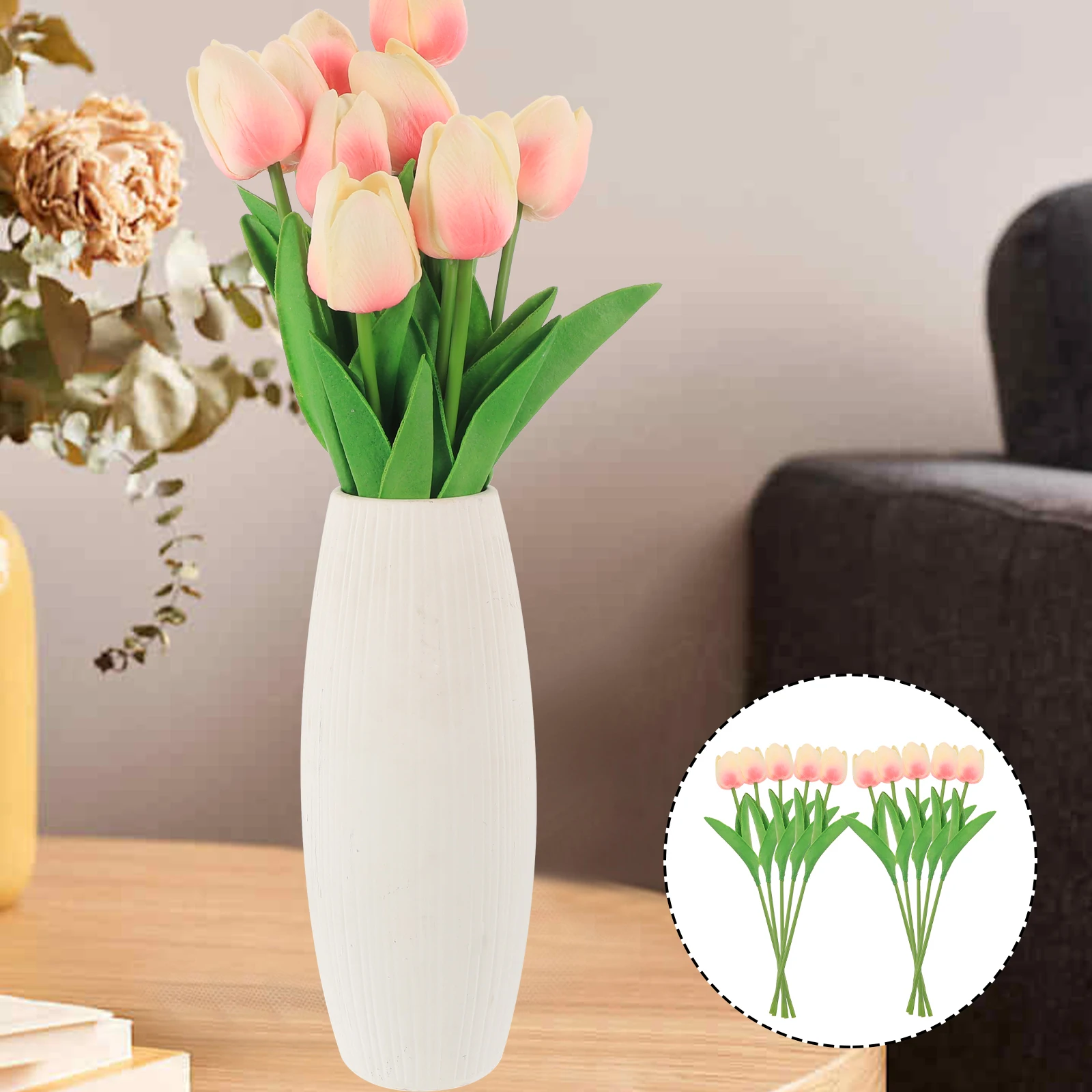 

10Pcs Simulation Tulips Artificial Flower Bouquet Realistic Home Decor for Living Room Bedroom Office Wall Decoration Fake