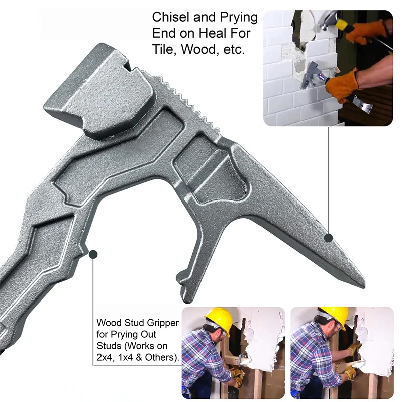 Multi Function Demolition Tool Hammer Nail Puller Chisel Pry Bar for Prying Chisel Knocking Suitable for Fire Rescue