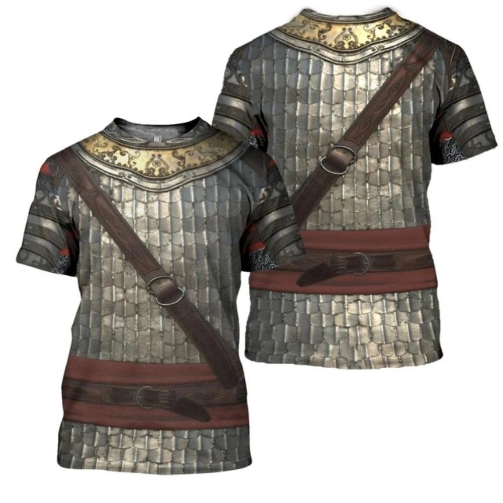 Misseta-Camiseta con estampado 3D para hombre, ropa masculina de armadura templaria militar Medieval, holgada, supergrande, de ocio Neutral, a la moda, de verano