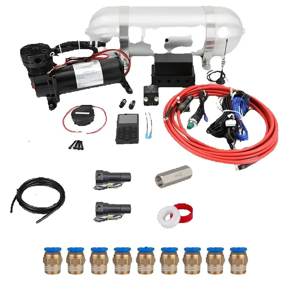 

DOWN 12V Universal Air Suspension System Complate kit with Tank Compressor controller tool kit
