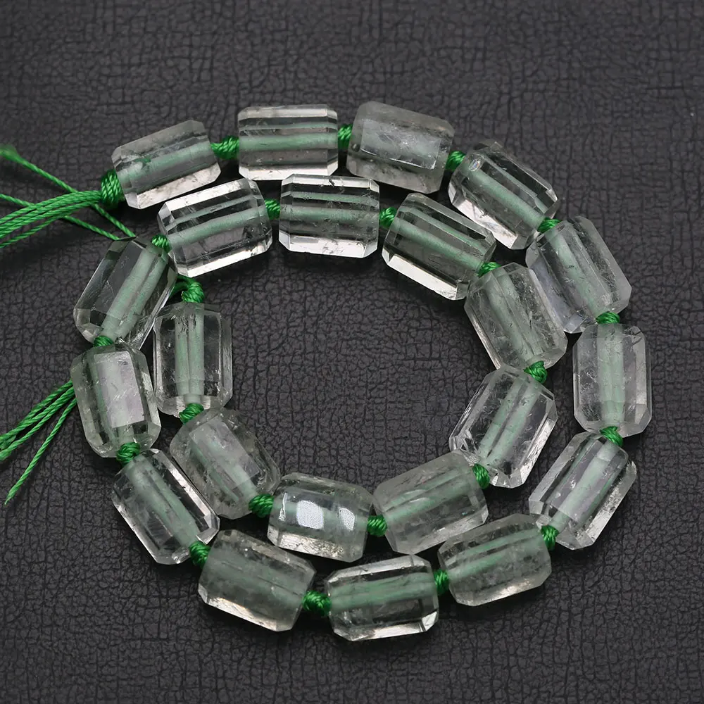 Natural Green Amethyst Prasiolite Faceted Tube Rectangle Nugget Loose Beads 16