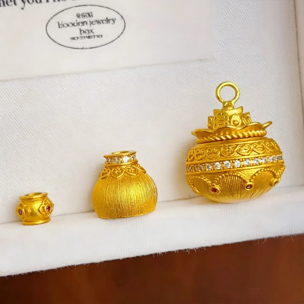 Drawing point drill Ruyi Fulu bag necklace can open the gourd cornuckle 9999gold