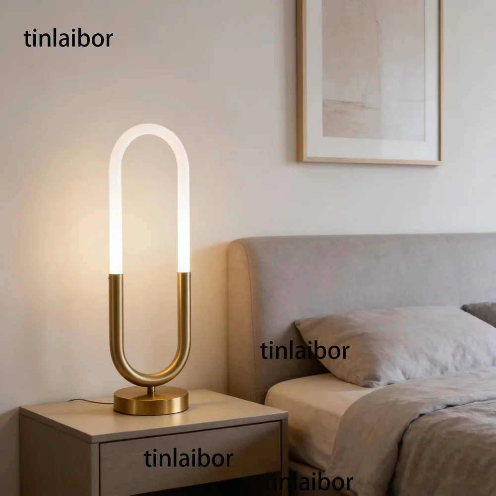 

Настольная лампа TINLAIBOR Elliptical, прикроватная лампа для спальни, лампа для кабинета, гостиной, креативный простой декор, настольная лампа с белой трубкой