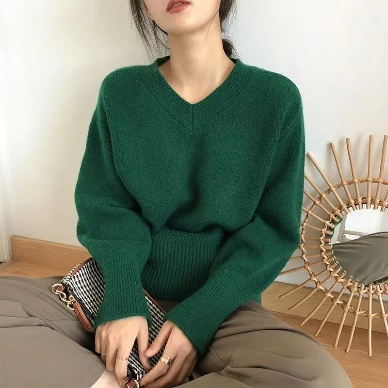 Pullovers Women Solid Simple Daily Creativity Sweet All-match Leisure Basics Prevalent Tender Autumn Warm Vintage Korean Style