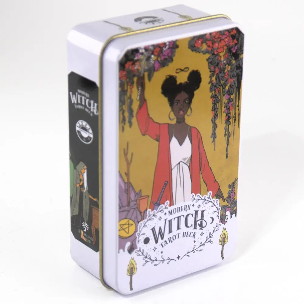 

10.3*6cm Modern Witch Tarot Deck In A Tin Box Gilded Edge for Fortune Telling Game Card