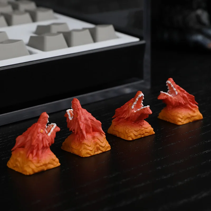 Personalized Mechanical Keyboard Keycaps Cross Hole Resin Keycaps Universal Hand-Painted Steel Dragon Game Peripheral Keycaps