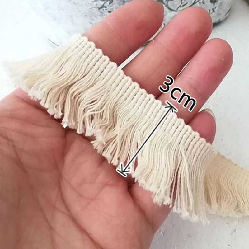 3CMWide New Fashion Beige Embroidery Flower Lace Fabric Trim Ribbon DIY Sewing Applique Collar Fringe Tassel Guipure Dress Decor