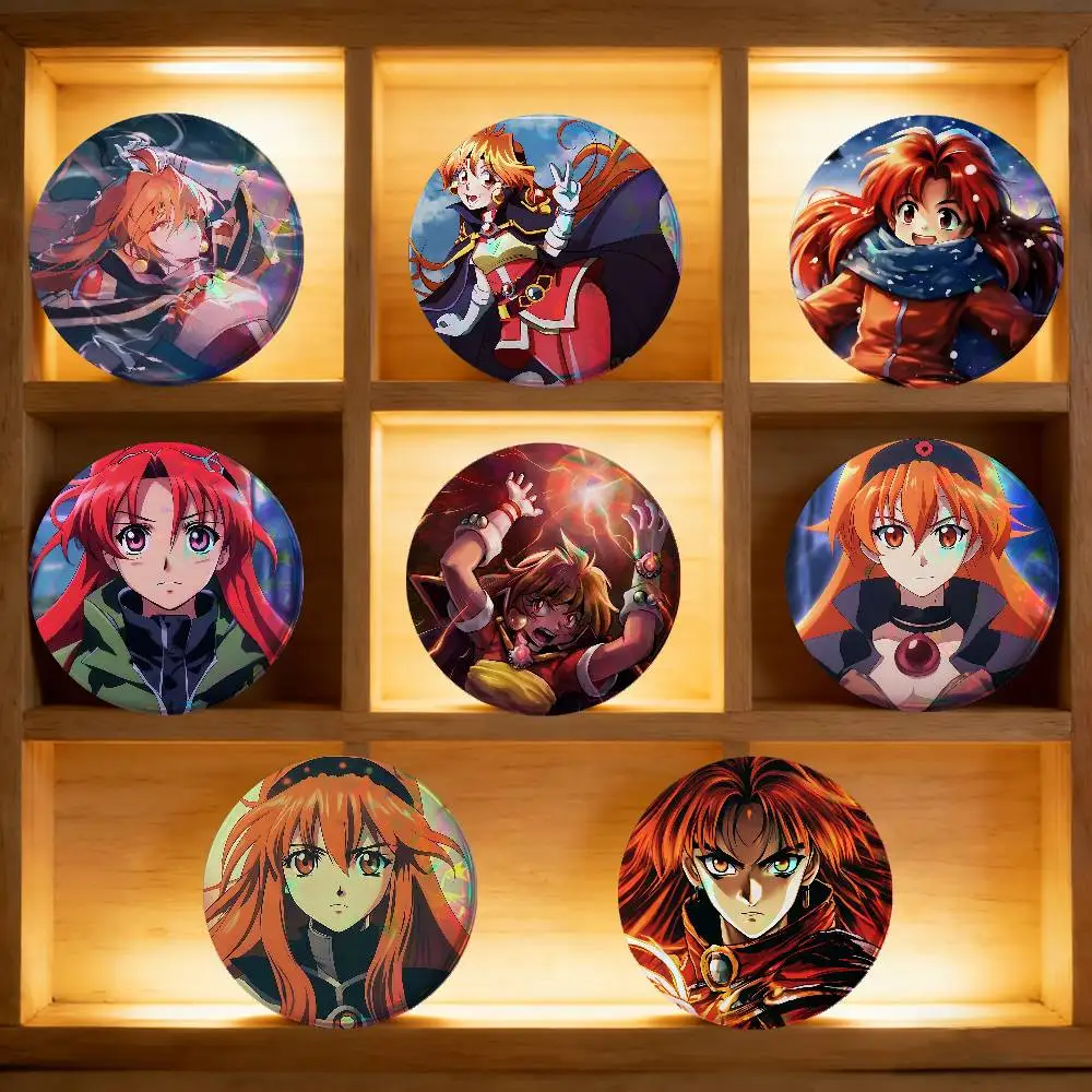 Anime Lina Inverse For Badge Laser Holographic Custom Badge Image Metal Lapel Pin Brooch For Clothing Backpack Decorative