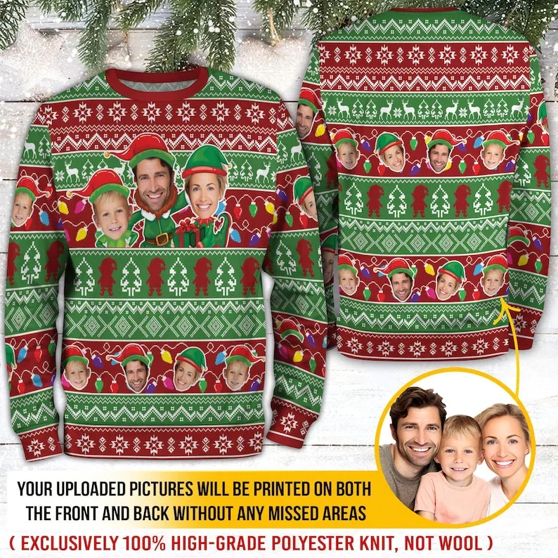2025 New Custom Photos Graphic Sweatshirt Customize Picture Ugly Christmas Sweater Diy Personalized Face Image Pullover Sweaters