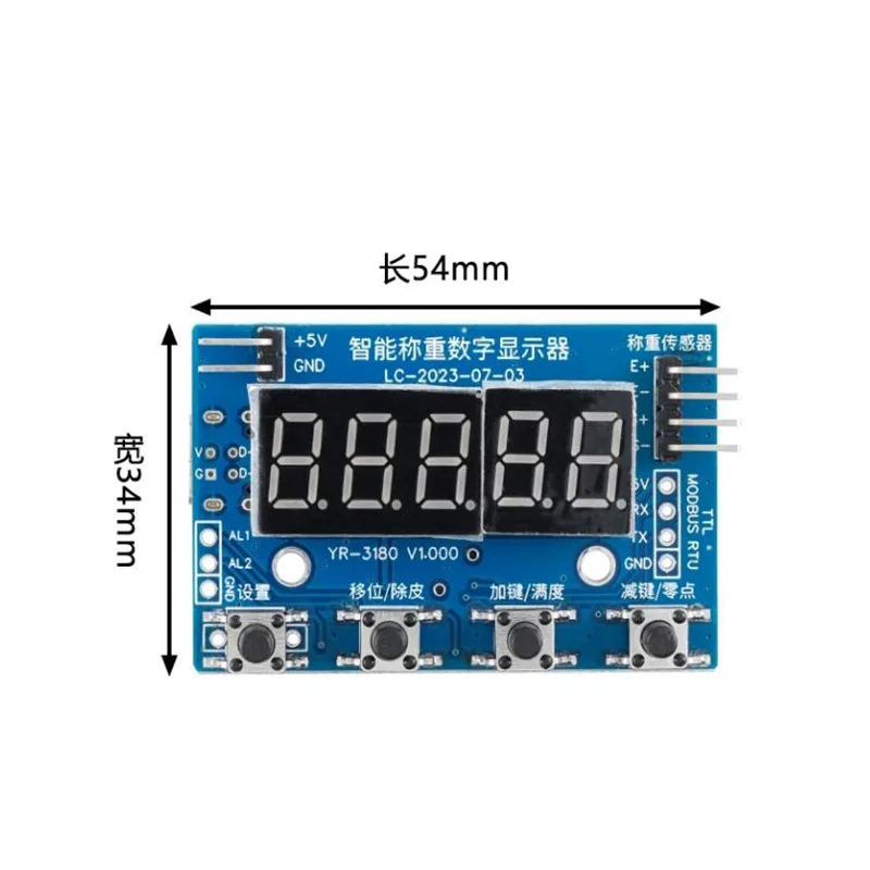 Load Cell Ad Gewicht Druksensor Module Hx710 Led Display 24 Bit Weging Instrument Elektronische Weegschaal Type-C Ttl Modbus Rtu
