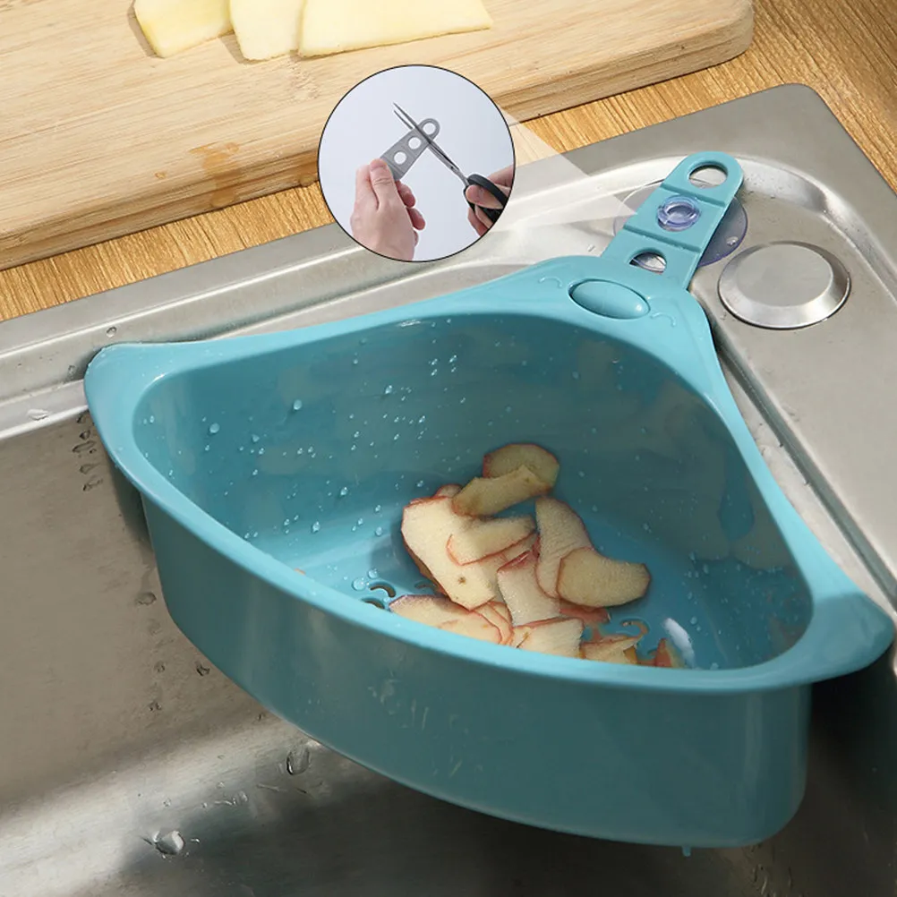 Sink Strainer Basket Thick Plastic Triangular Corner Rack Suction Cup Kitchen Draining Organizer Sponge Holder Sink Filter Drain