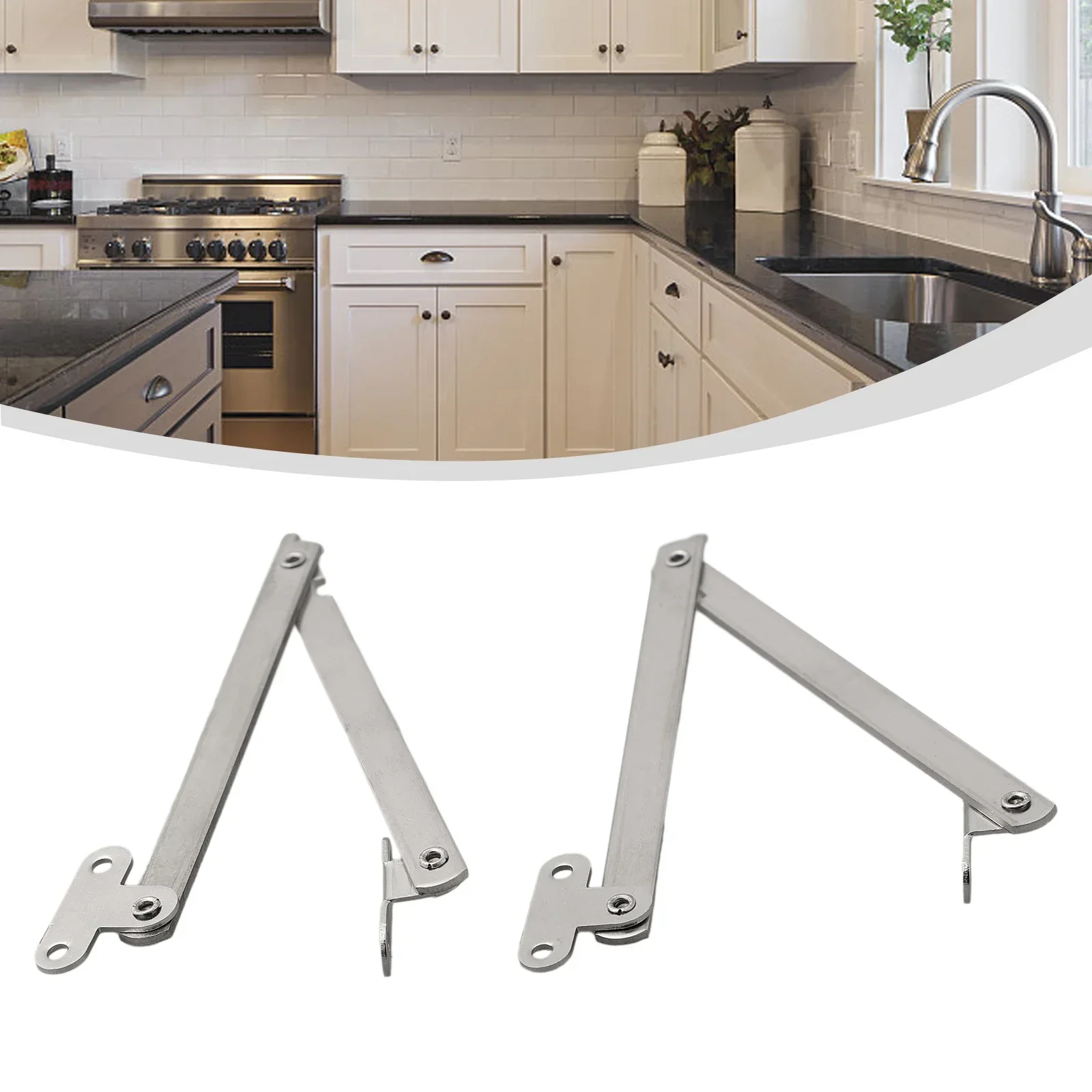 2PCS Stainless Steel Folding Pull Rods Cabinet Door Movable Lift Up Support Rods Home Improvement Hardware Cabinets Hinges