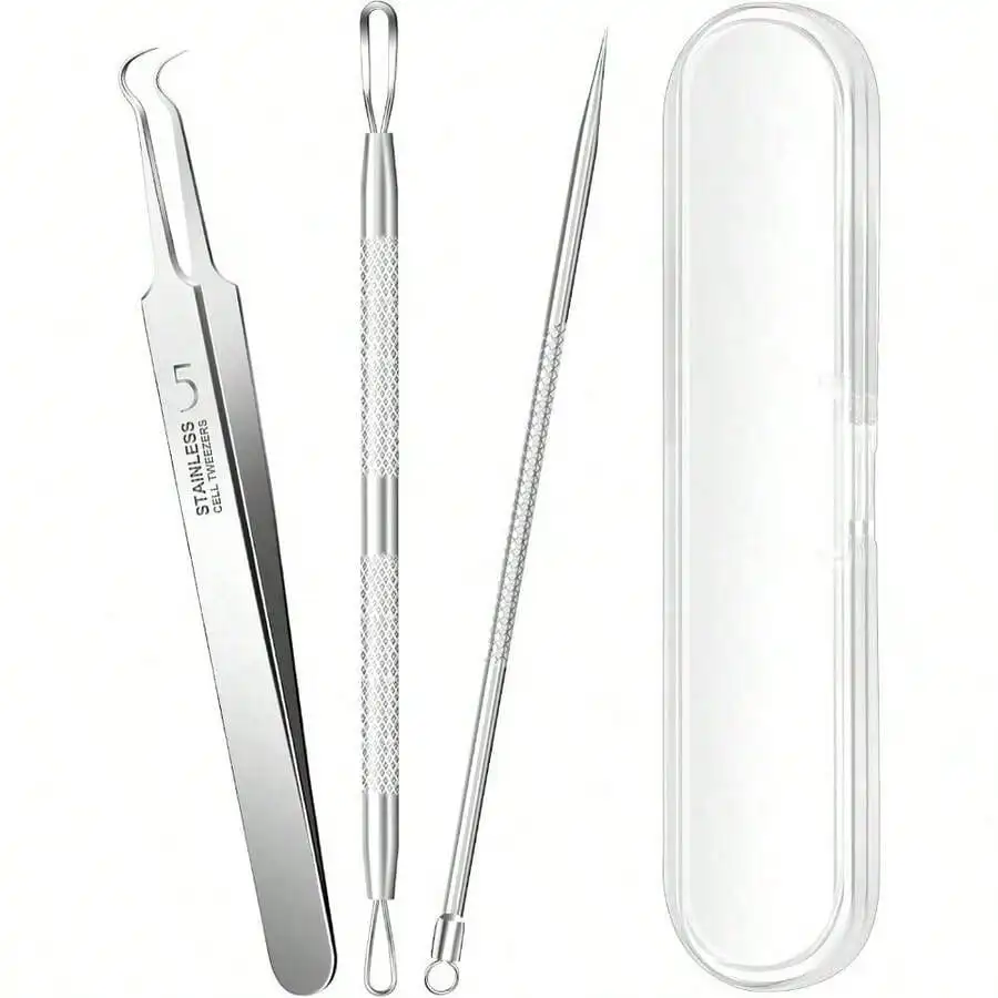 

Professional 3PCs Pimple Extractor Stainless Steel Blackhead Remover Comedone Popper Acne Treatment Face And Nose