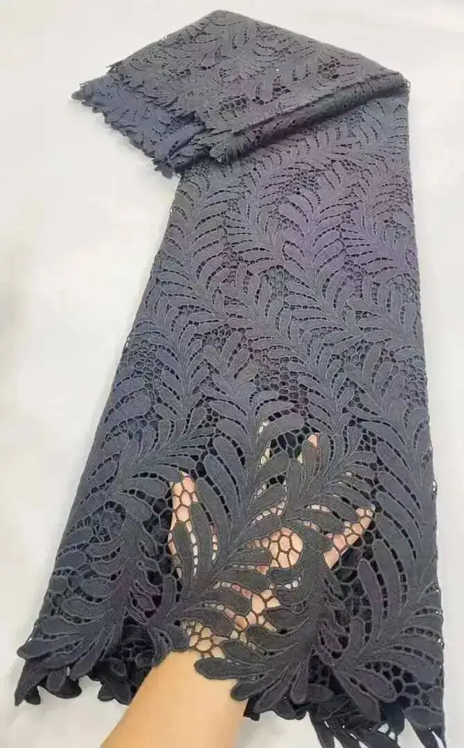 

2025 African Water Soluble Lace Fabric New French Mesh Sequins 5 Yard Nigerian Cord Guipure Lace Fabric Luxury Dress For Wome