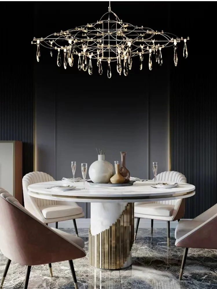 Imagem -02 - Modern Art Deco Led Crystal Chandelier Minimalista Sala Quarto Villa de Luxo