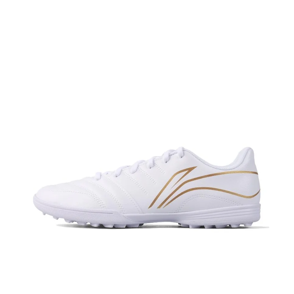 Li Ning Chang Ge Collection TF Turf Artificial Turf Synthetic Leather Soccer Shoes Unisex White Gold YSTU039-4