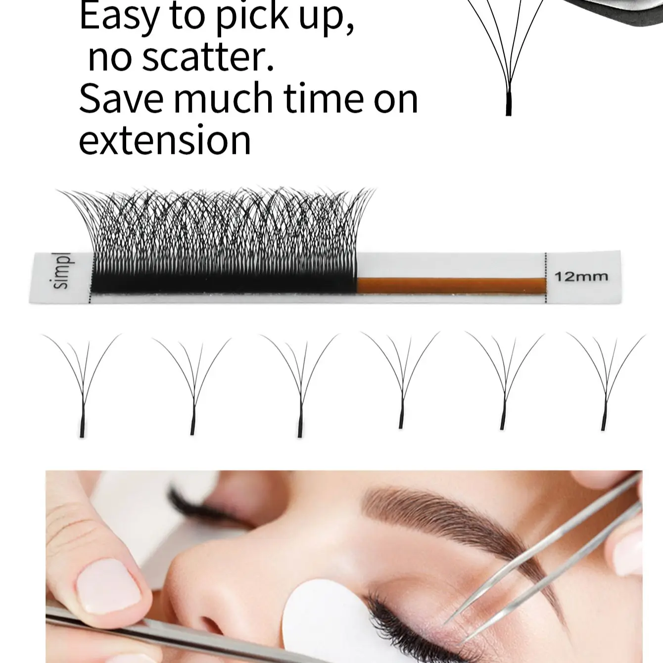 NAGARAKU 6D Automatic Flowering W Shape Bloom 3D Premade Fans Eyelash Extensions Natural Soft Light Individual Lashes Full Dense