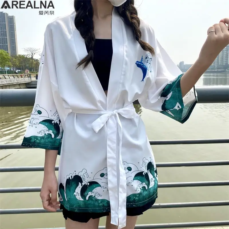 

Japanese Style Waves Samurai Kimono Mujer Verano Men Women Cardigan Japan Haori Harajuku Anime Robe Traditional Clothes 2023