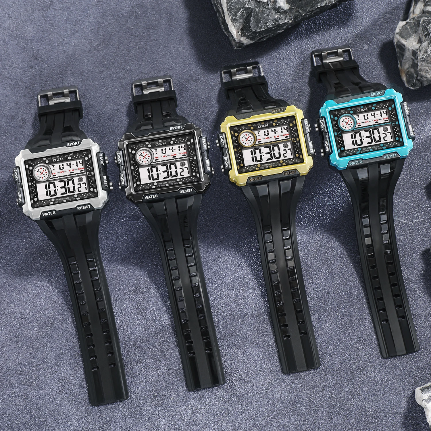 Digital Watch Men SYNOKE Brand Rugged Square Watch 50M Waterproof Luminous Timer Multi-function Watches reloj deportivo hombre