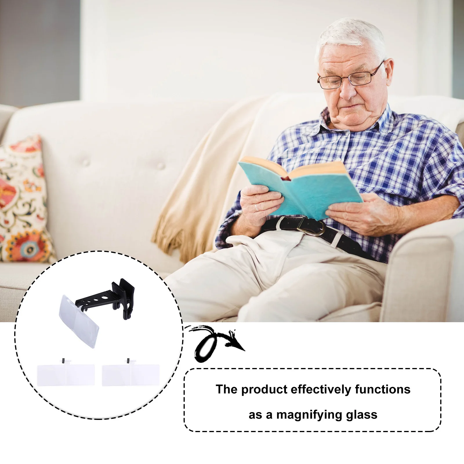 

1Set Clip-on Magnifier Practical Reading Amplifier Portable Magnifying Glass Lightweight for Books Maps Photos