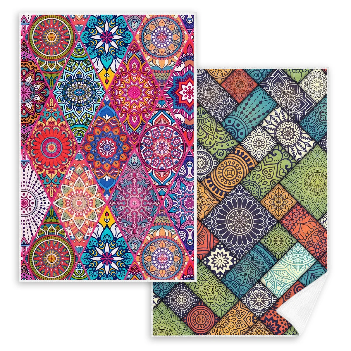 2Pcs, Bohemian Style Colorful Intricate Patterned Kitchen Towels, 40Cm*60Cm Towel Set, Super Absorbent Soft Cleaning Cloth, Cooking and Baking Tea Towel, Hand Towel, Cleaning Cloth, Dishcloth, Kitchen Decoration, Living Room Decoration, Kitchen Essentials, Home Essentials