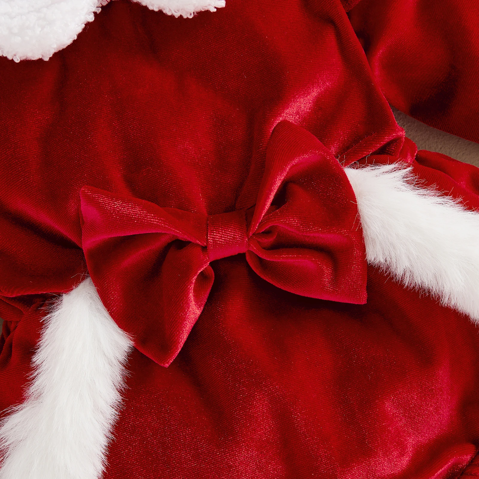 0-18M Winter Baby Girl Christmas Outfit Velvet Long Sleeve Romper Dress Hat 2 Piece Set Santa Costumes