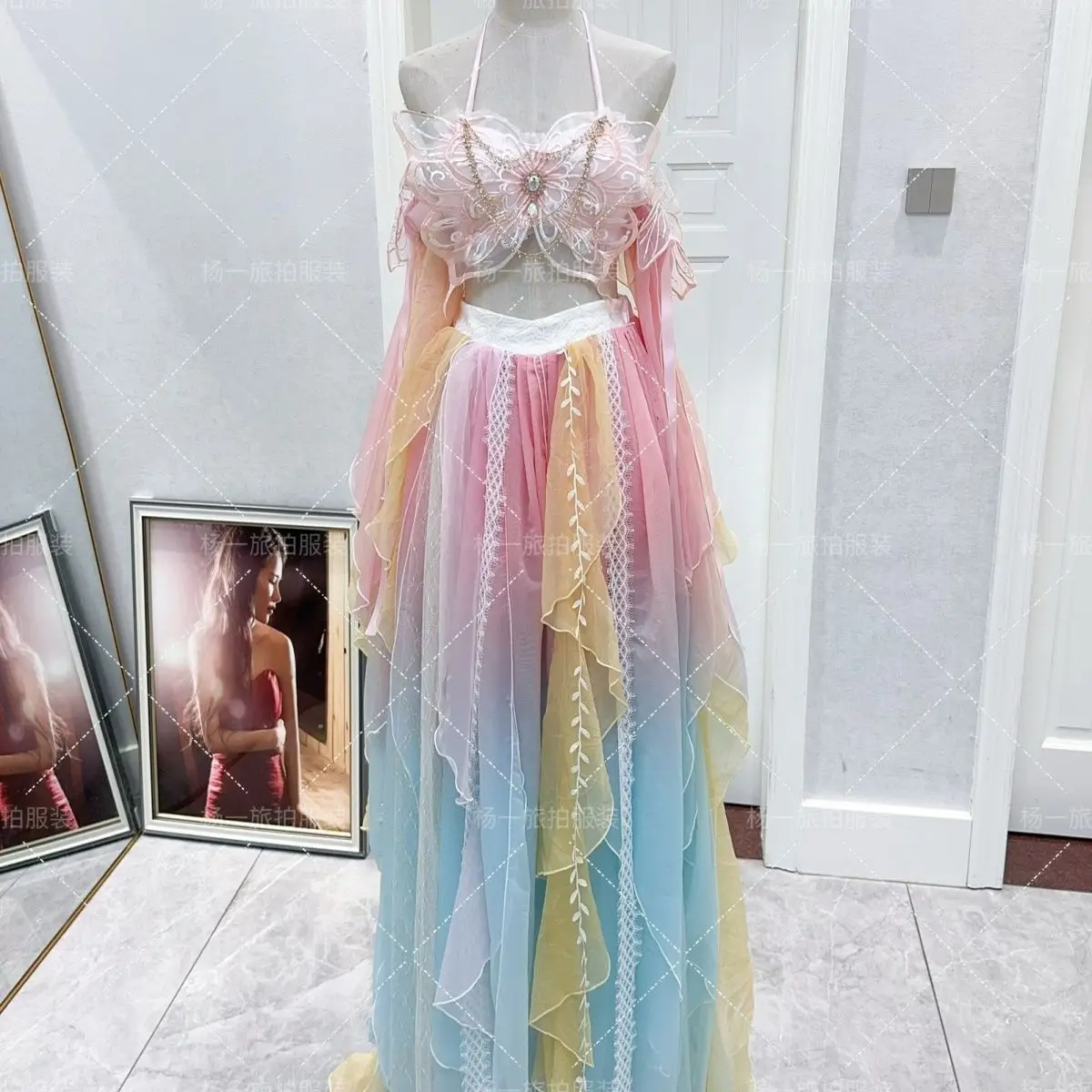 الأميرة الغربية تحسين الفراشة Hanfu فتاة غربية تحلق غريبة الثقيلة الحرفية نمط التطريز التدرج مجموعة #3