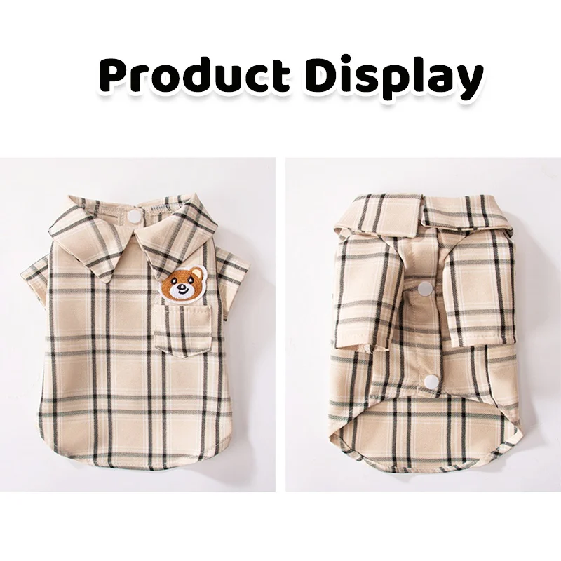 Fashion Plaid Dog Shirt Breathable Dog Clothes Cute Puppy Coat Summer Cat Shirt Pet Product Chihuahua Costume Pet Dog Clothing