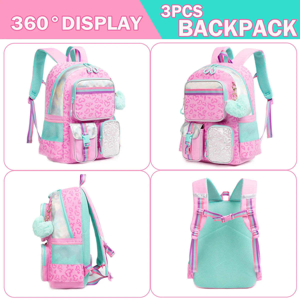 Meetbelify Backpack for Girls School Backpack for Elementary Student Teen Girls Cute School Bag Kids Bookbag for Girls