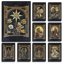 Tarot Card Star The Tower The Empress Emperor Hermit Poster Vintage Mystical Astrology Wall Art Canvas Painting Home Decor Gift
