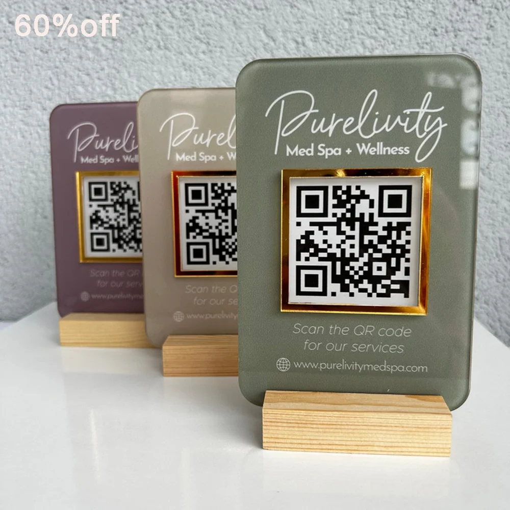 

Mini QR Code Acrylic Logo Your Exclusive Acrylic QR Code Plate Social Media Display Reception Desk Menu Side Cashier Applicable